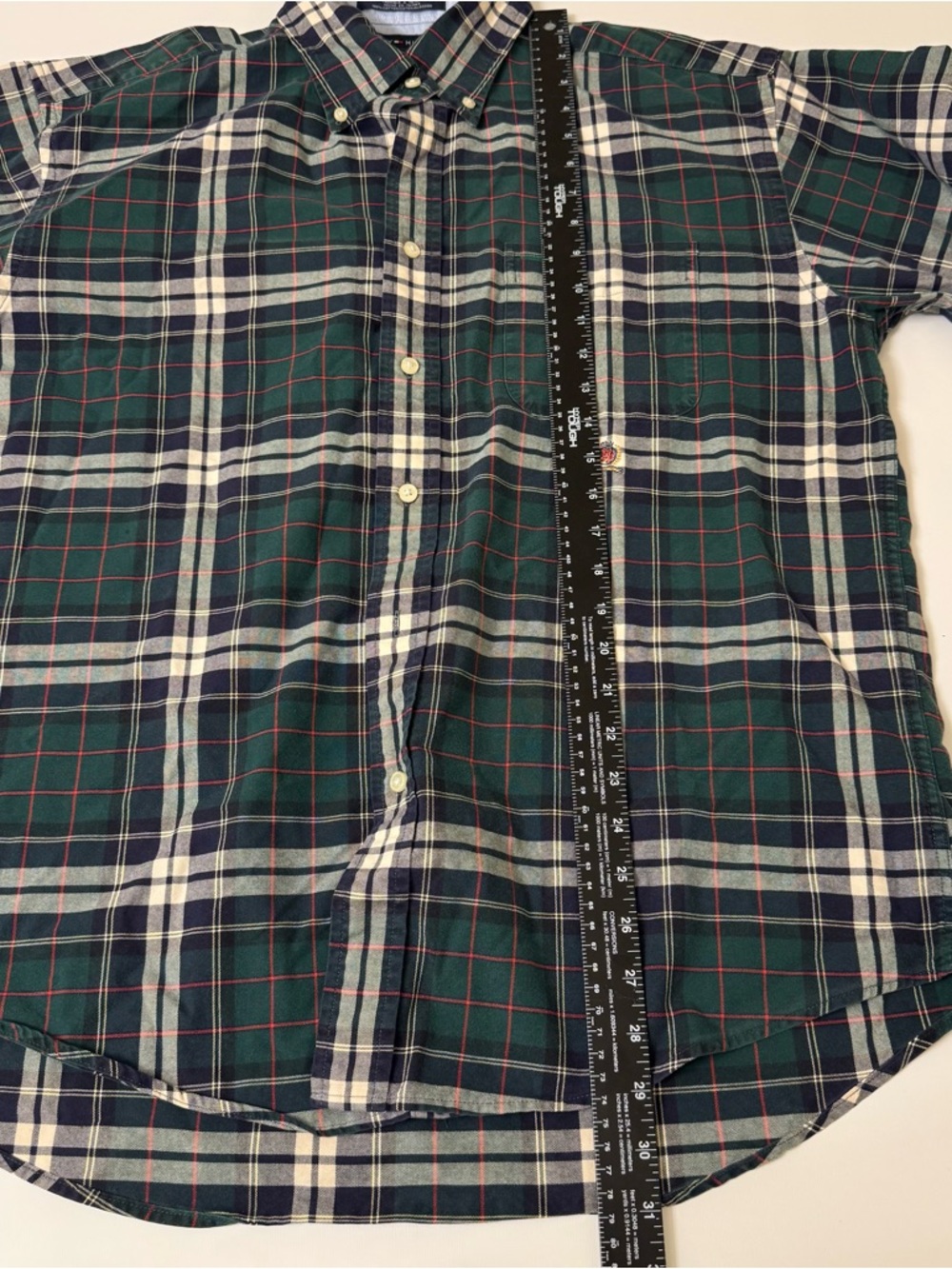 Tommy Hilfiger Green Navy Plaid Button-Down Shirt Size Large - Picture 7 of 8